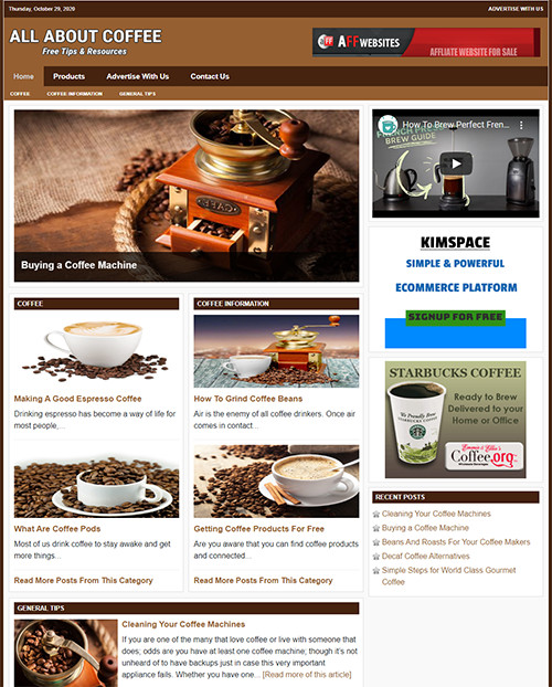 COFFEE Tips Website Business For Sale – Work From Home Business Opportunity