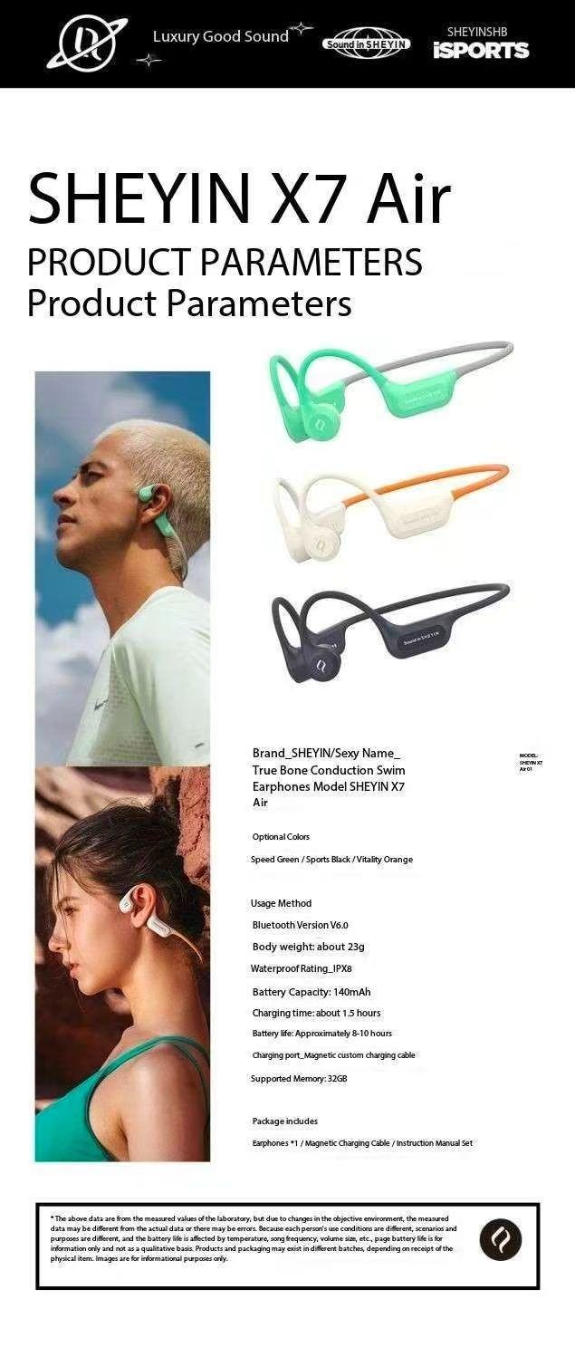 SHEYIN X7Air Bone Conduction Bluetooth Headphones with Ultra Long Battery Life