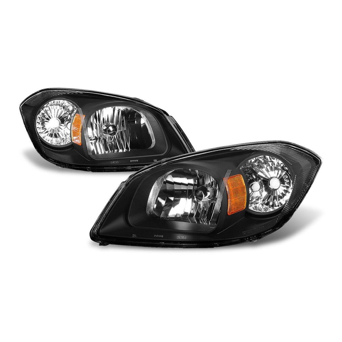 Black Chrome Clear Amber Headlights LH RH Chevy Pontiac G5 07-10 Pursuit 05-06