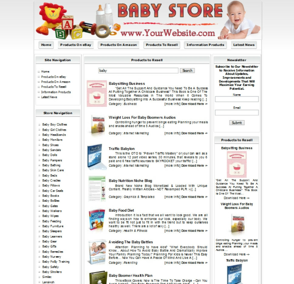 BABY STORE. Profitable Online Business Website. Amazon Affiliate, Google Adsense