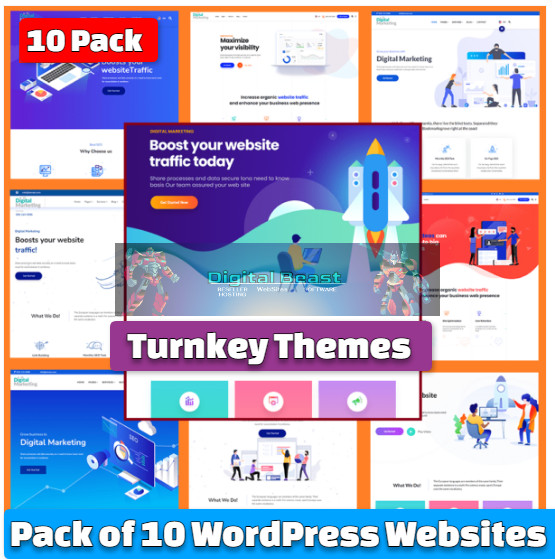 WordPress Websites 10 Pack Ready Made SEO/Digital Marketing Themes Free Hosting2