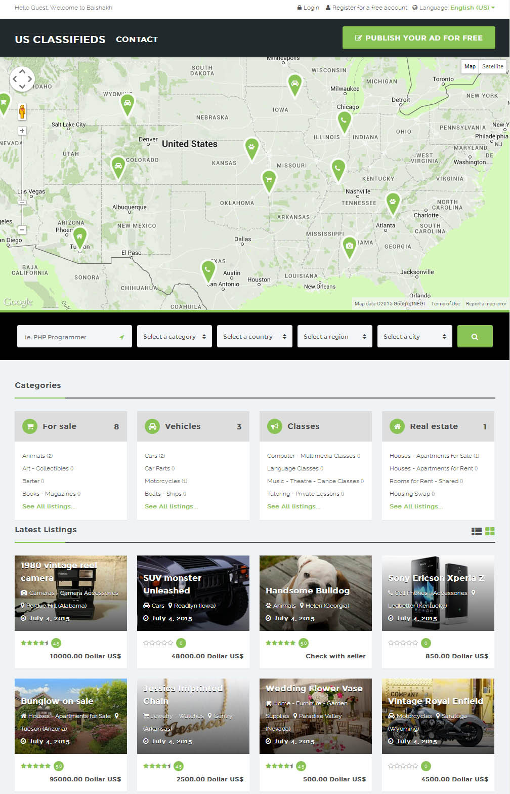 Classifieds Ads Website with Google Map + Free Hosting