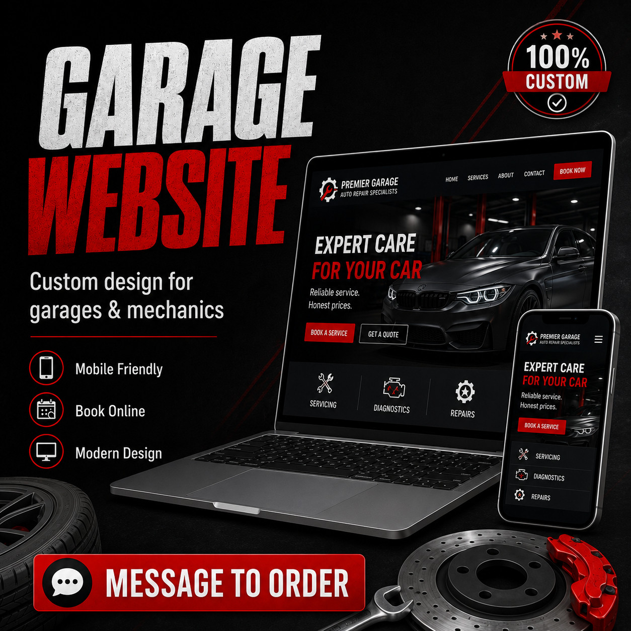 Custom Garage Website Design | Car Repair Mechanic Auto Service Website