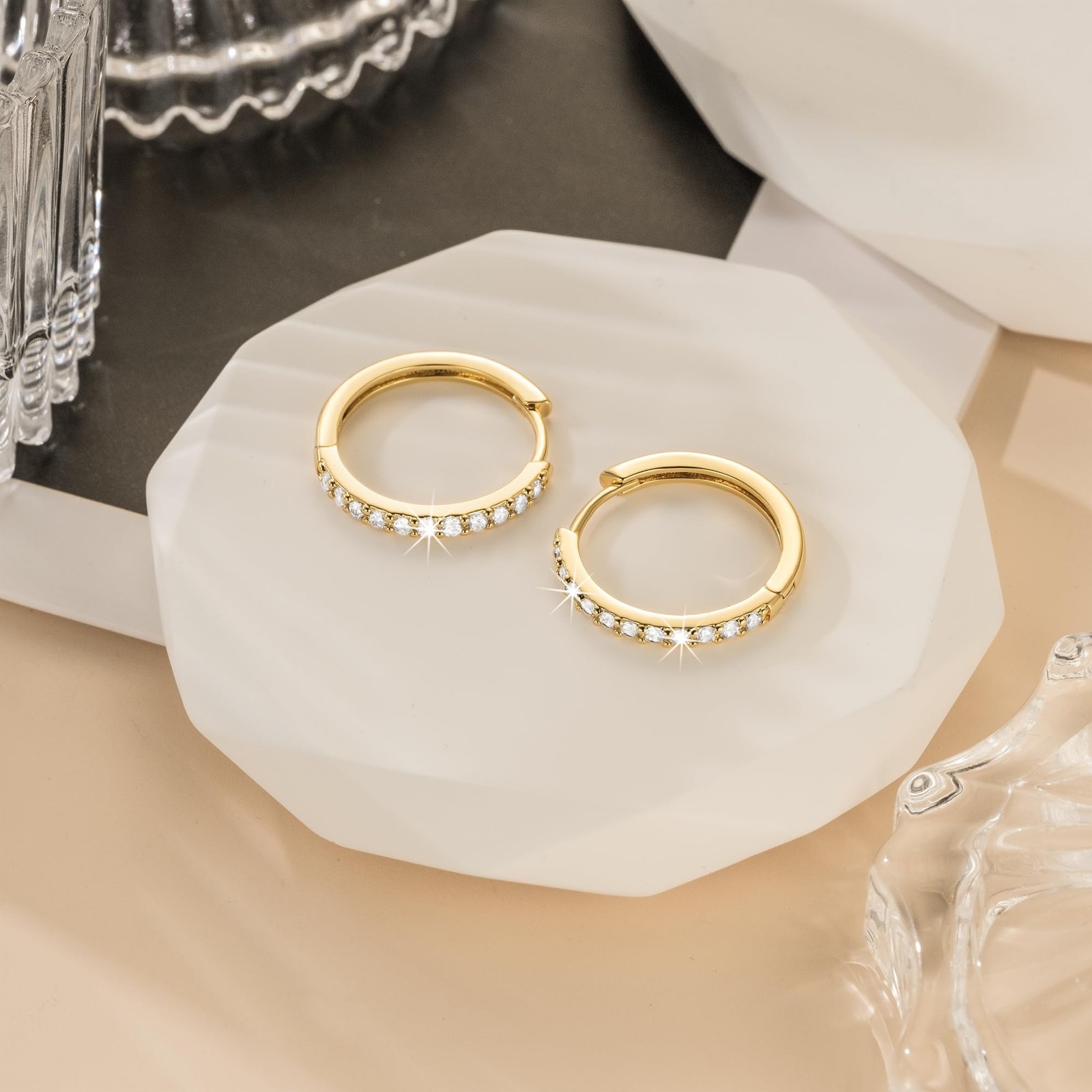 NEARLAND 14K Gold Hoop Earrings for Women 14K Gold Earrings for Women Small G…
