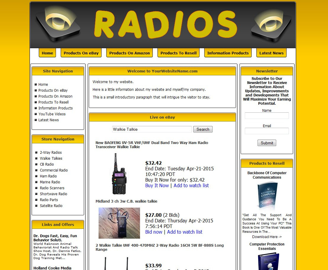 Radio Store Affiliate Online Business Website For Sale!