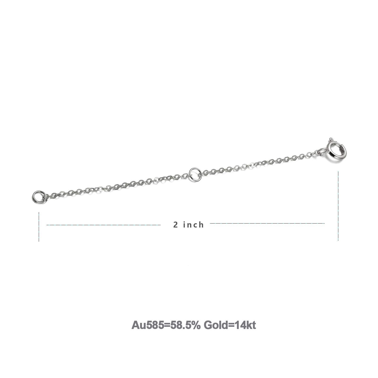 14K Solid Gold Chain Necklace Extender 2-3-4 Inch, Durable Adjustable Gold Ch…