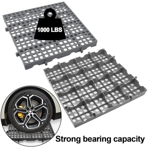 3-Pack Heavy Duty Plastic Pallets 11.8″x11.8″ Stackable Grid Floor Storage Grey