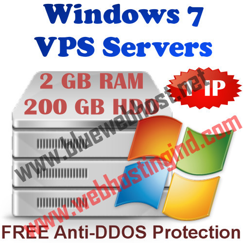 Windows 7 VPS (Virtual Dedicated Server) 2GB RAM + 200GB HDD