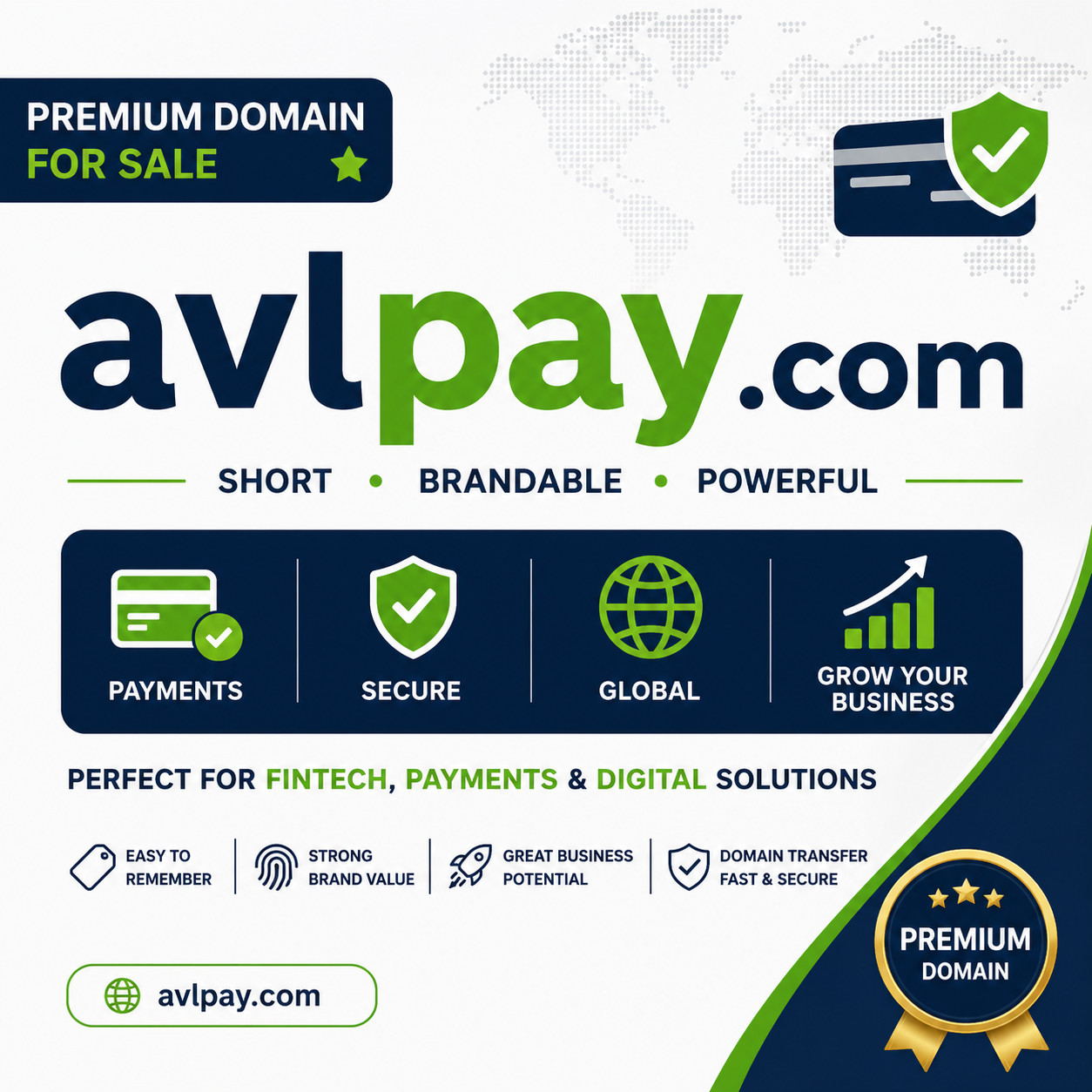 avlpay.com Premium Domain | FinTech Payment Brand Name Short & Catchy