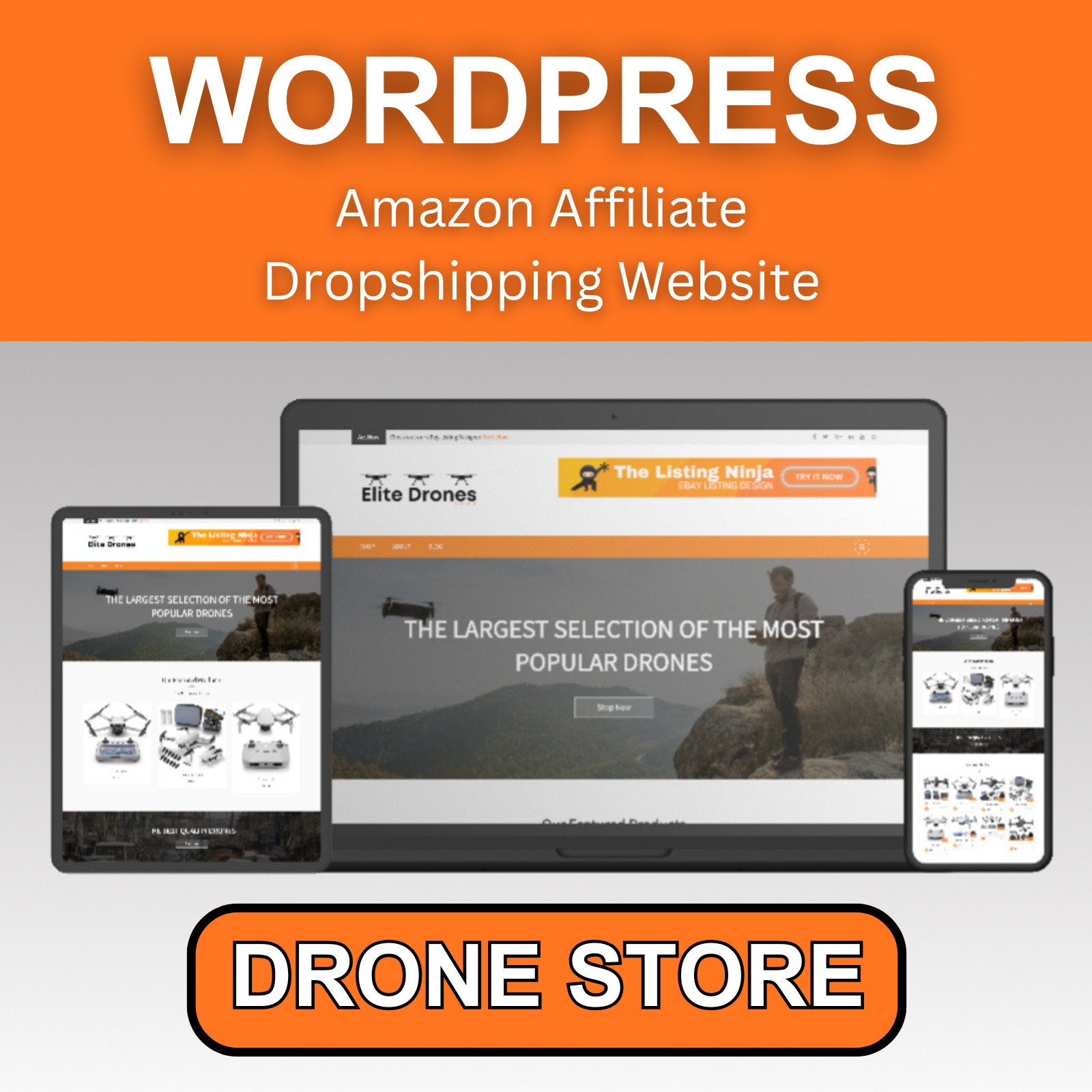 🥇 Turnkey Amazon Drone Affiliate Website – Ready Made Passive Income Business