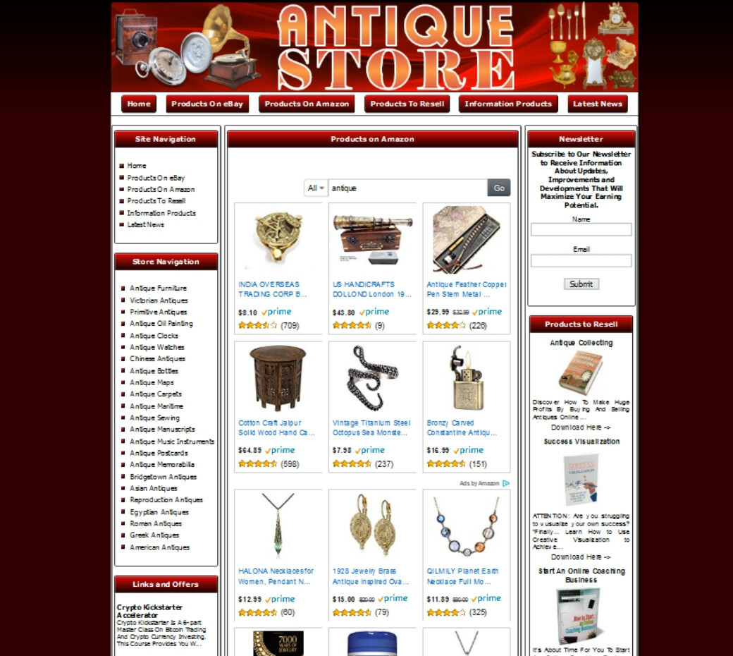 ANTIQUE STORE BUSINESS WEBSITE FOR SALE