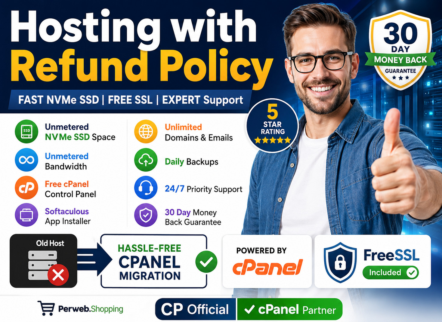 Hosting with Refund Policy – 💎Fast SSD | Emails | 24/7 Best Support | $14.99/Yr