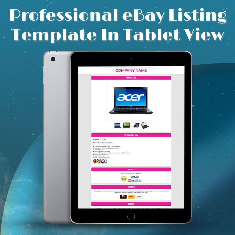 eBay Templates eBay Auction Template Mobile Responsive 100%