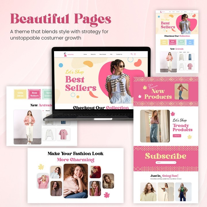 Pink Shopify Website Design | Luxury Fashion Template | Stylish & Modern Theme