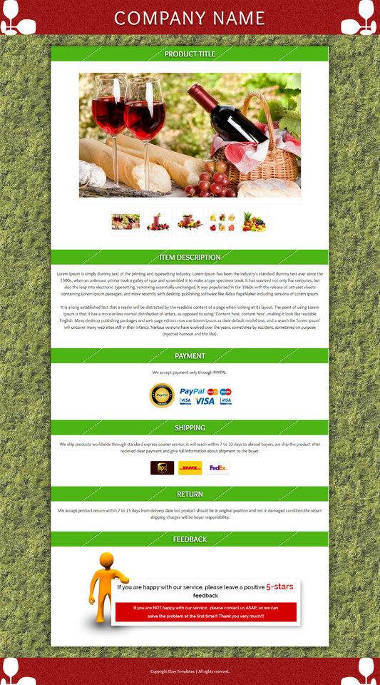 eBay Listing Templates Mobile Responsive HTTP 2019 Secure for Food Products