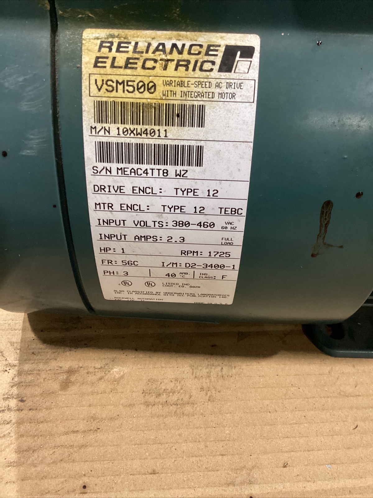 RELIANCE ELECTRIC AC DRIVE MOTOR VSM500 Volts: 380-460 #624G57PR7