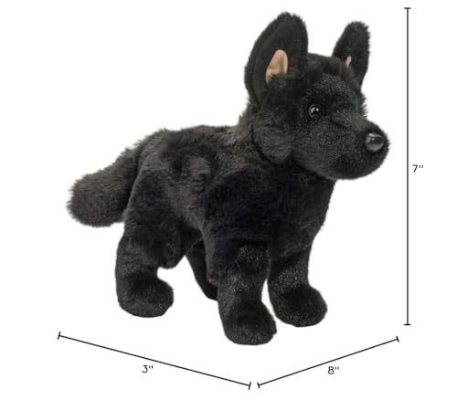 Harko Black German Shepherd Plush Toy 20cm Soft Cuddle Animal for Dog Lovers
