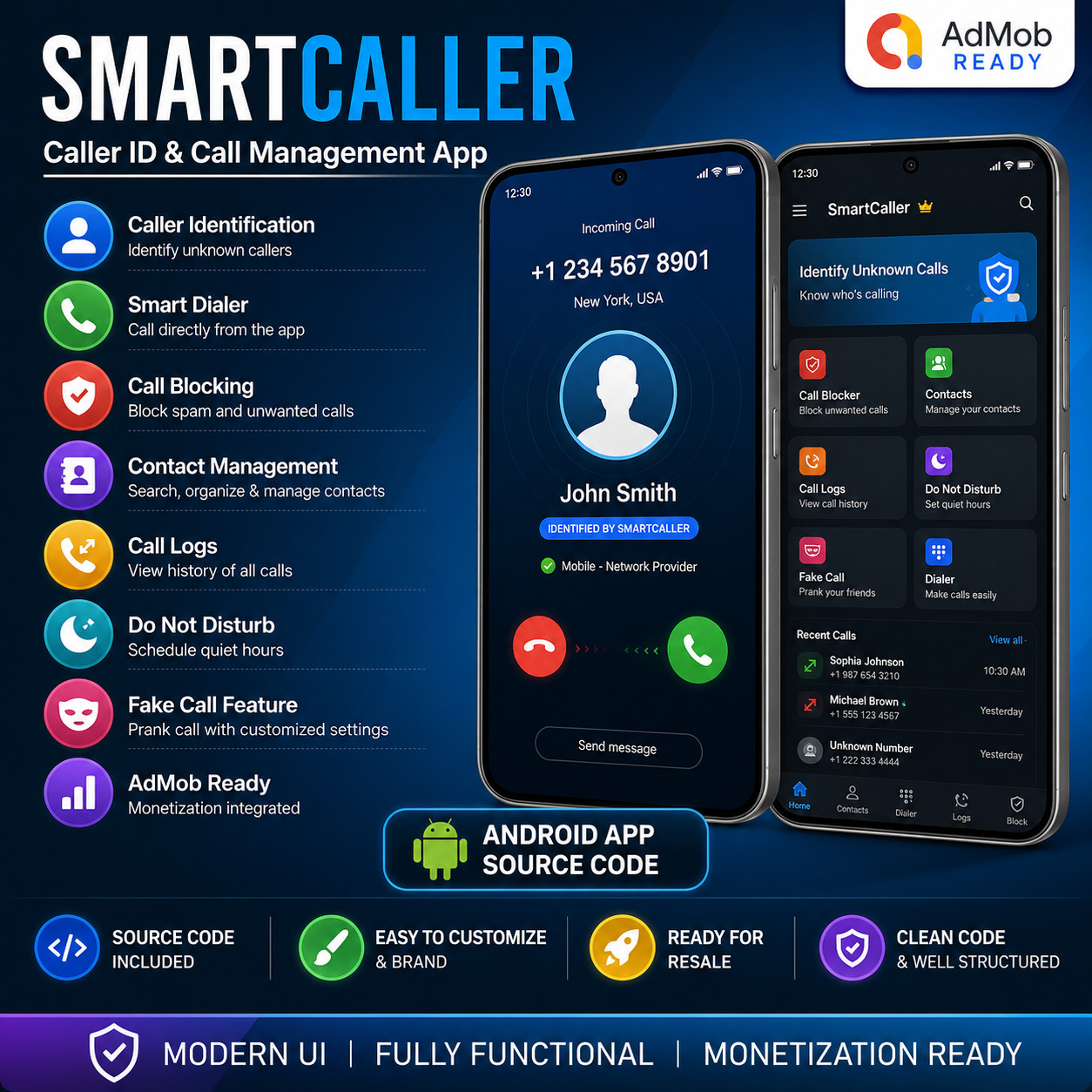 SmartCaller – Caller ID & Call Management Android App | AdMob Ready
