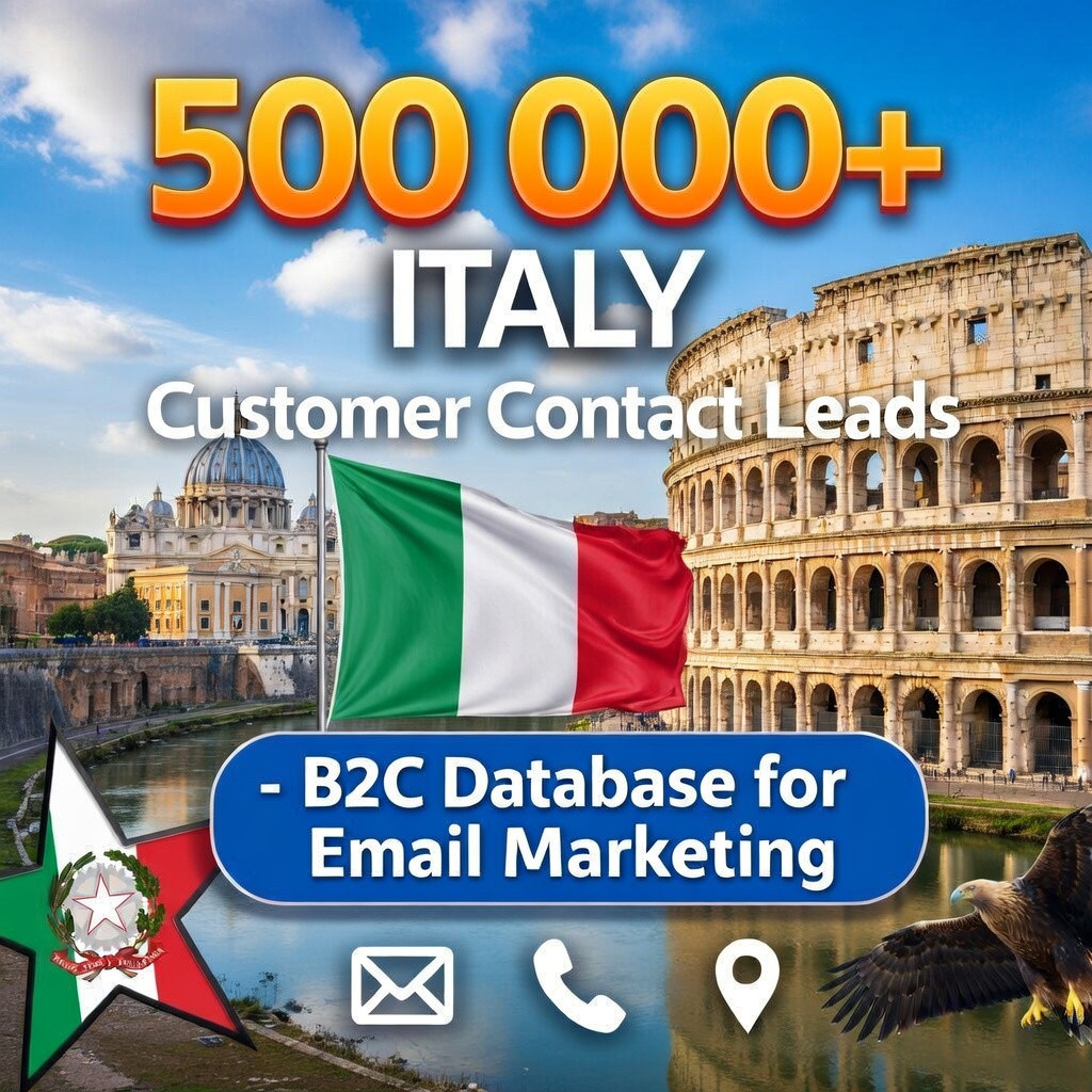 500K Italy Customers Email Database – B2C Contact leads list (Excel file)
