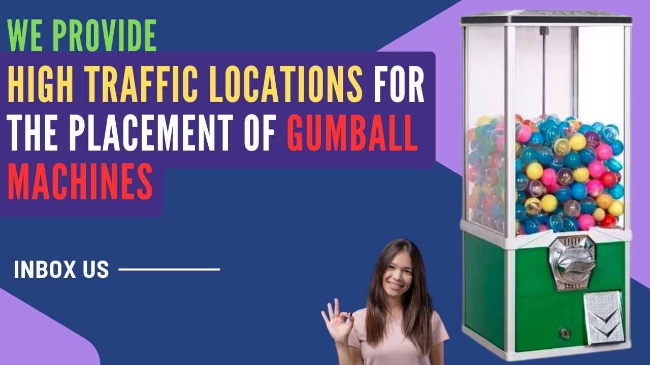 Hot locations for Vending Display Gumball Machine placements toy or Candy Machin