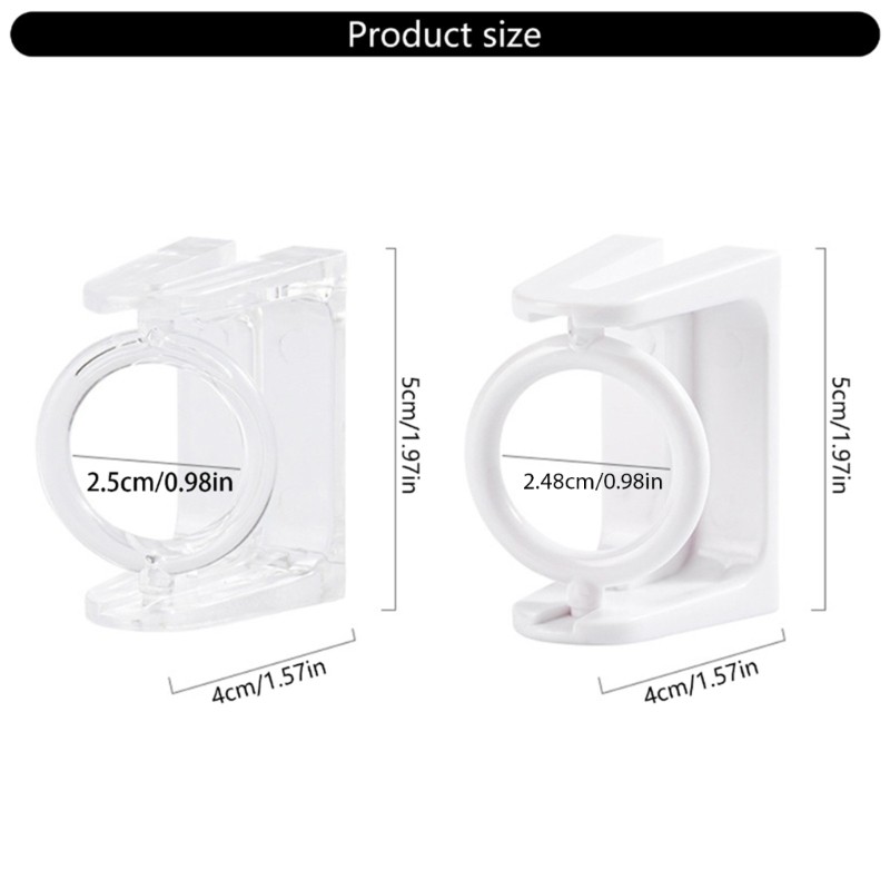 Clear Adhesive Curtain Rod Brackets 2Pieces Wall Mount Towel Poles Holders Hook