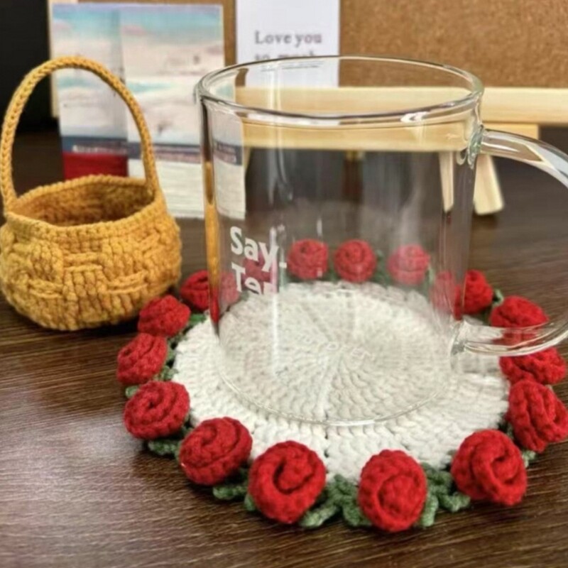 Rose Bouquet Crochet Coaster Kits DIY Coaster Crochet Starter Kits for Crafting
