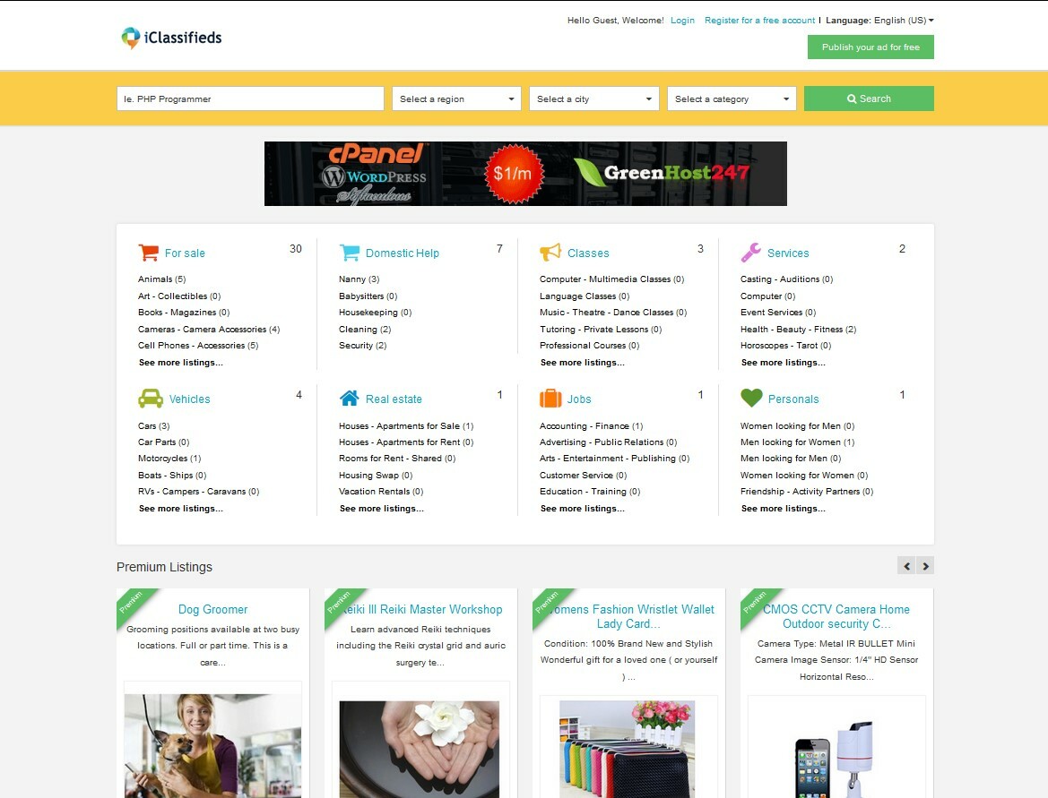 Classifieds Ads Website, Free Installation + Hosting
