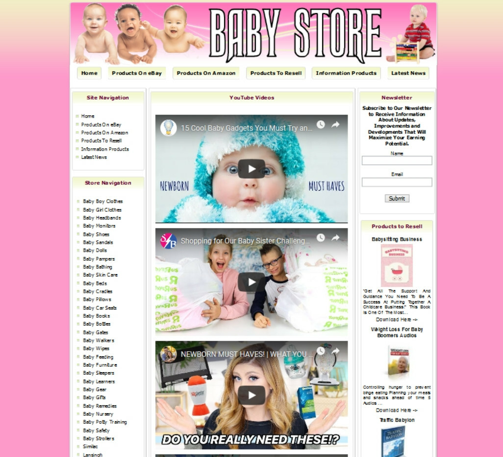 New Baby Store Shop Online Business Website For Sale. Amazon+Google Adsense