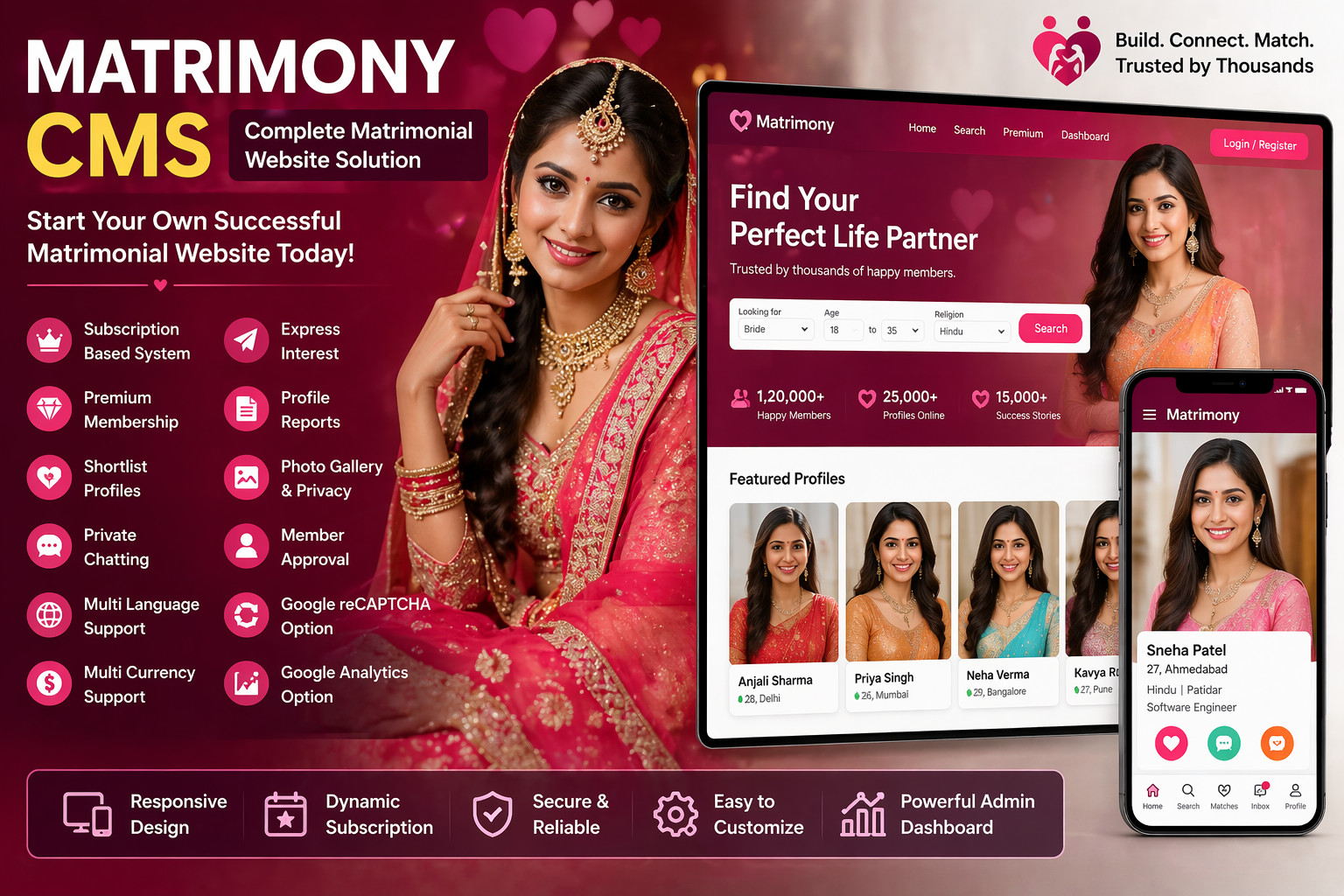 Matrimony CMS – Complete Matchmaking Website Software | Laravel | Subscription