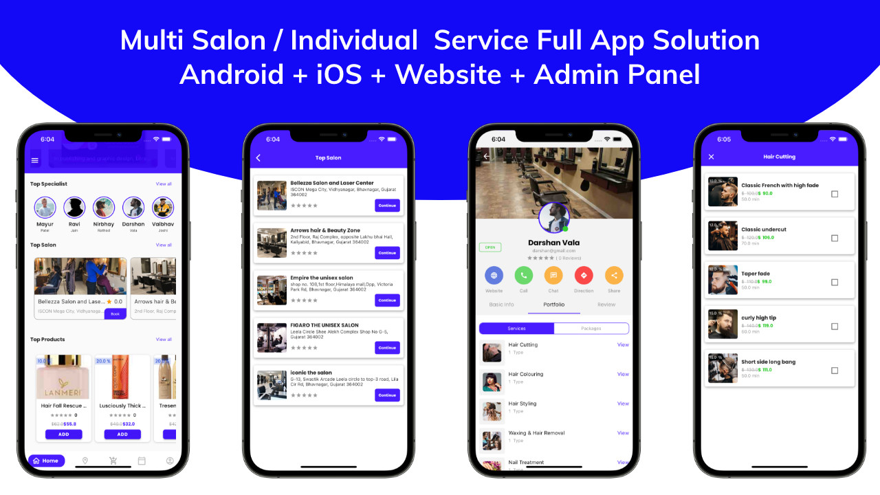 Multi Salon Booking Appointment Flutter App | Android + iOS | Laravel Backend