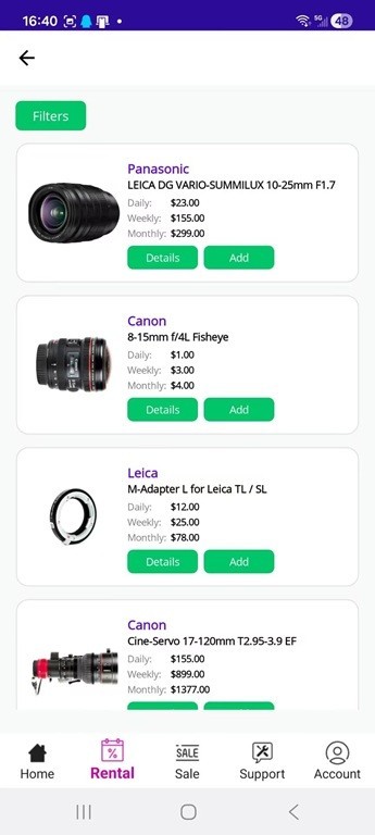 Equipment Rental Mobile app / (Android/iOS)