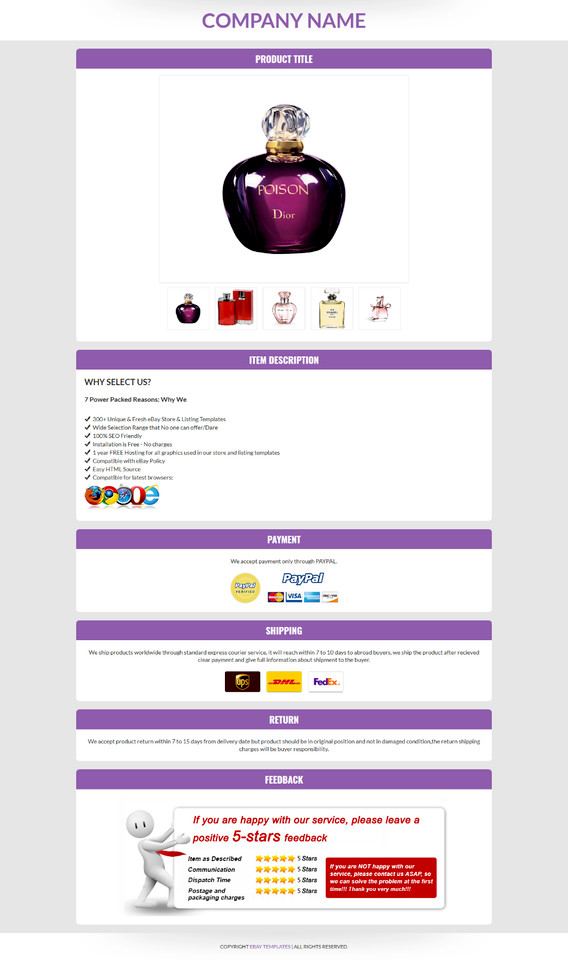 New eBay Mobile Responsive Template Auction Listing Professional HTTPS 2025