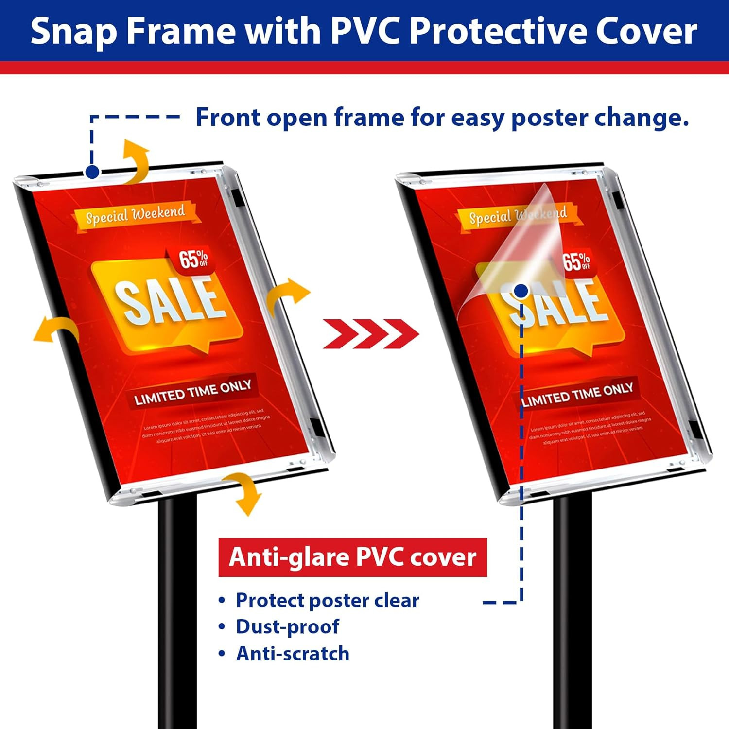 Business & Store Sign Holders 8.5X11Inch 3Pack Adjustable Floor Standing Sign Ho